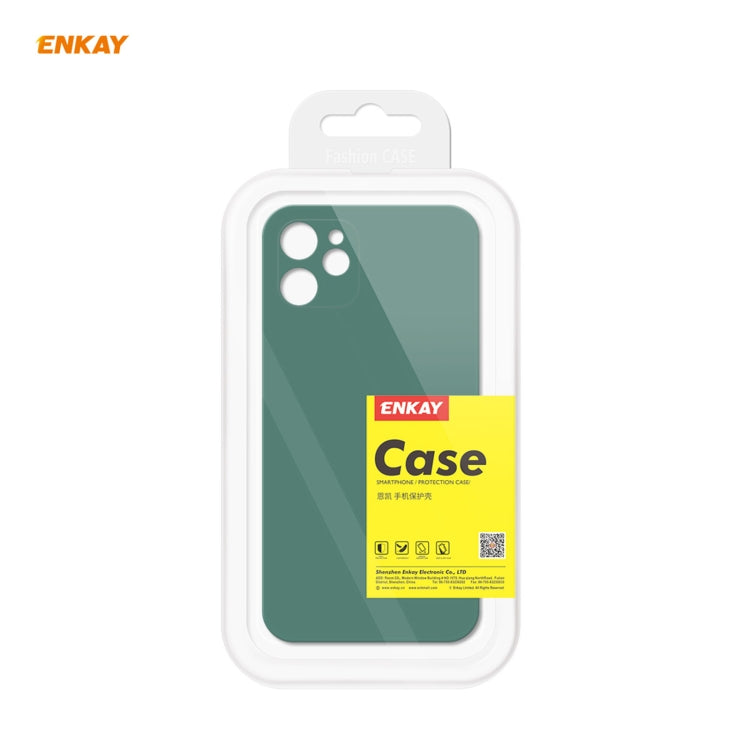For iPhone 12 mini Hat-Prince ENKAY ENK-PC0672 Liquid Silicone Straight Edge Shockproof Case + 0.26mm 9H 2.5D Full Glue Tempered Glass Film, For iPhone 12 mini